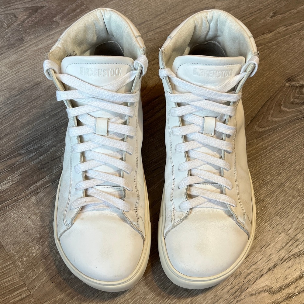 Birkenstock Bend‎ Mid White Leather High Top Sneakers Shoes Womens 40 L9 M7 - Picture 9 of 10